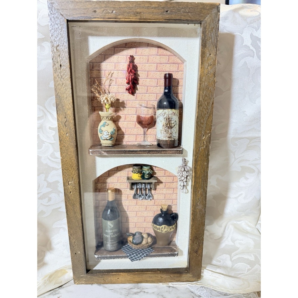 Shadow Box Italian Bistro Diorama Miniatures Wall Decor Double Scene (3371)
